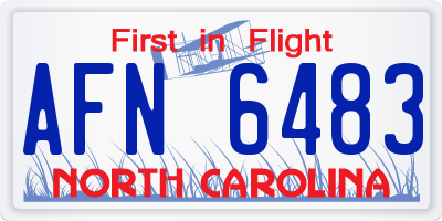 NC license plate AFN6483