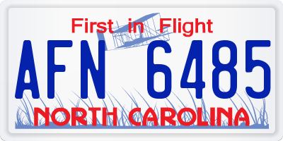 NC license plate AFN6485
