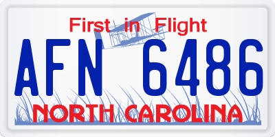 NC license plate AFN6486