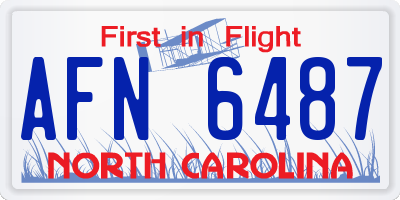 NC license plate AFN6487