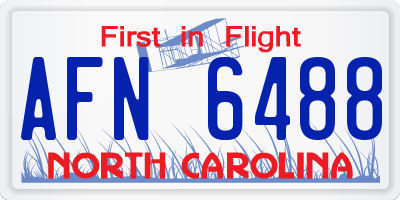 NC license plate AFN6488