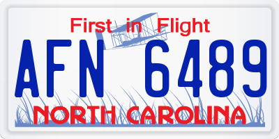 NC license plate AFN6489
