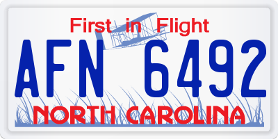 NC license plate AFN6492