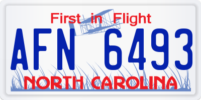 NC license plate AFN6493