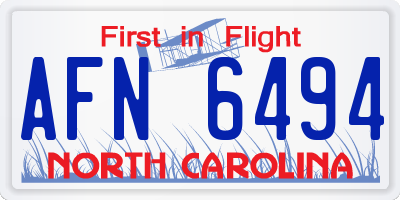 NC license plate AFN6494