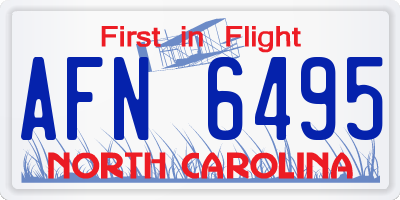 NC license plate AFN6495