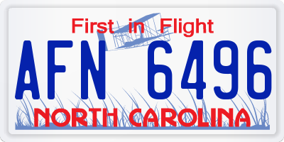 NC license plate AFN6496