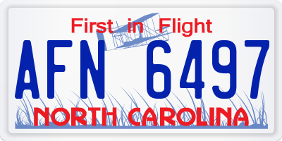 NC license plate AFN6497