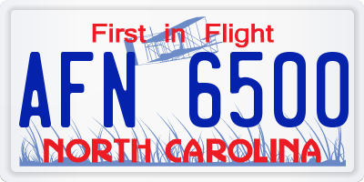 NC license plate AFN6500