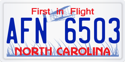 NC license plate AFN6503