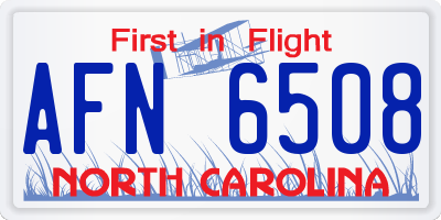 NC license plate AFN6508