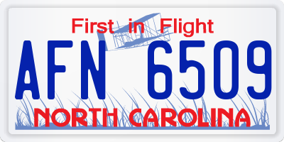 NC license plate AFN6509