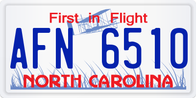 NC license plate AFN6510
