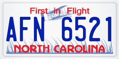 NC license plate AFN6521