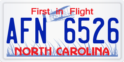 NC license plate AFN6526