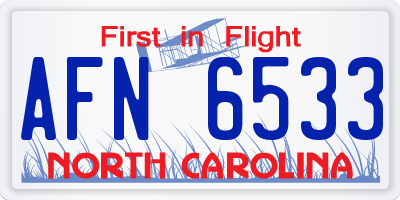 NC license plate AFN6533