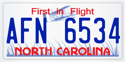 NC license plate AFN6534