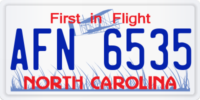 NC license plate AFN6535