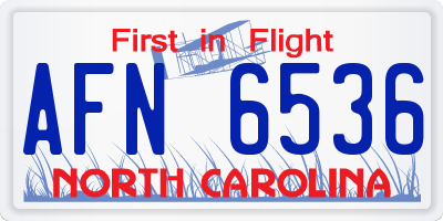 NC license plate AFN6536