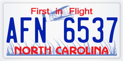 NC license plate AFN6537