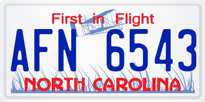 NC license plate AFN6543