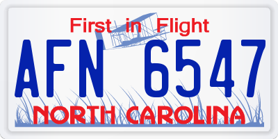 NC license plate AFN6547