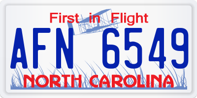 NC license plate AFN6549