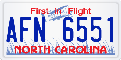 NC license plate AFN6551