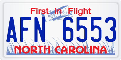 NC license plate AFN6553