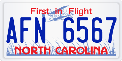 NC license plate AFN6567