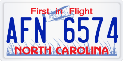 NC license plate AFN6574