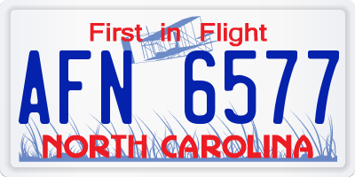 NC license plate AFN6577