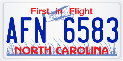 NC license plate AFN6583