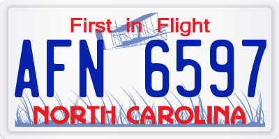 NC license plate AFN6597
