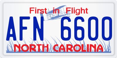 NC license plate AFN6600