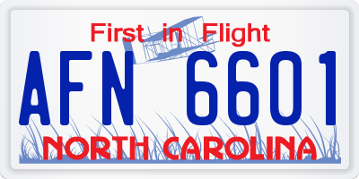 NC license plate AFN6601
