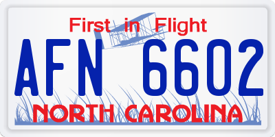 NC license plate AFN6602