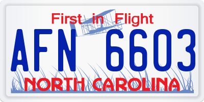 NC license plate AFN6603