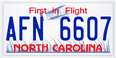 NC license plate AFN6607