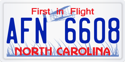 NC license plate AFN6608