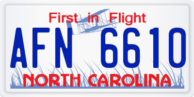 NC license plate AFN6610