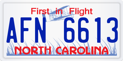 NC license plate AFN6613