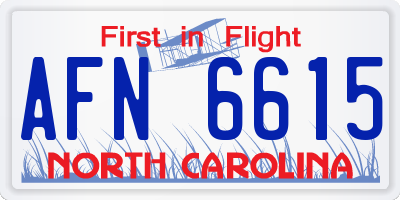 NC license plate AFN6615