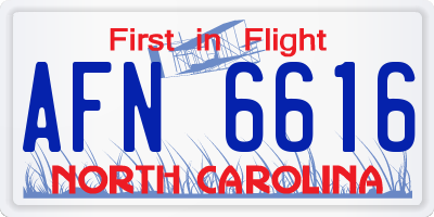 NC license plate AFN6616
