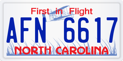 NC license plate AFN6617