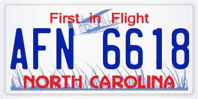 NC license plate AFN6618
