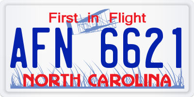 NC license plate AFN6621