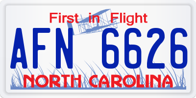 NC license plate AFN6626