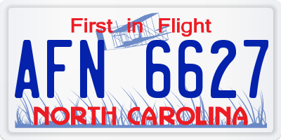 NC license plate AFN6627