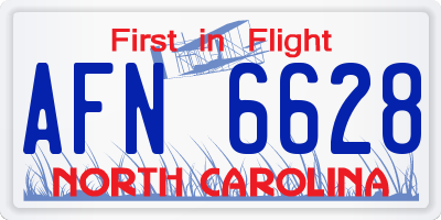 NC license plate AFN6628